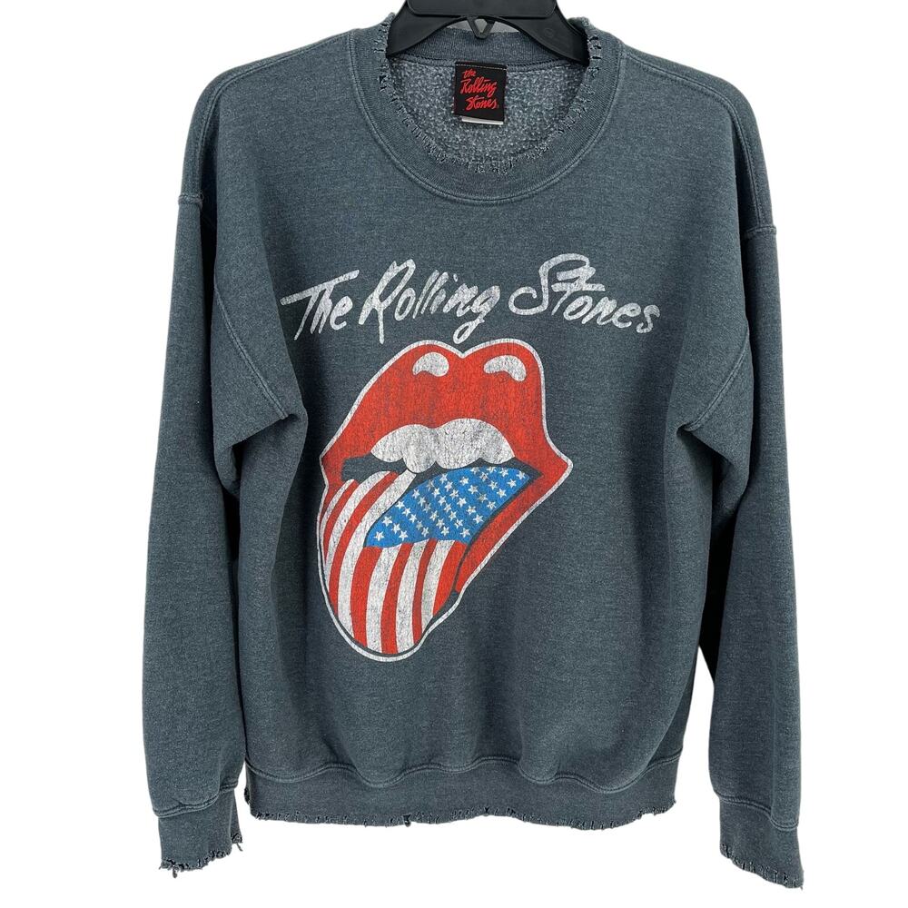 The Rolling Stones Distressed Pullover Sweatshirt Womens Size Medium